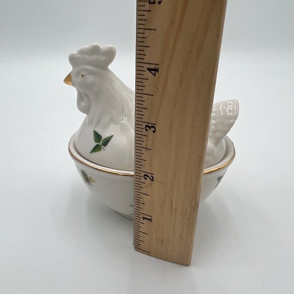 Grace's Teaware Fine Porcelain Chicken Sugar Bowl Trinket dish bees Leaves Insec - Picture 7 of 11